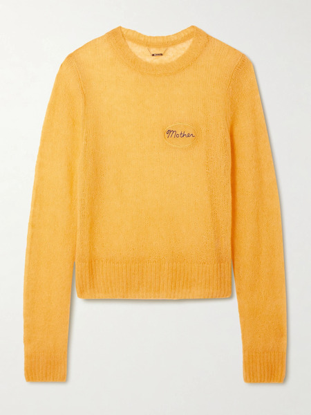 Mother Mother - Embroidered Open-knit Alpaca-blend Sweater - Yellow 