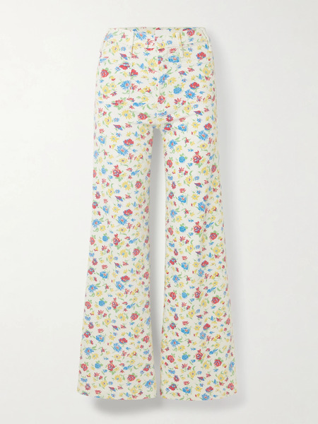  Mother Mother - Hustler Roller Patch Pocket Floral-print High-rise Bootcut Jeans - Multi 