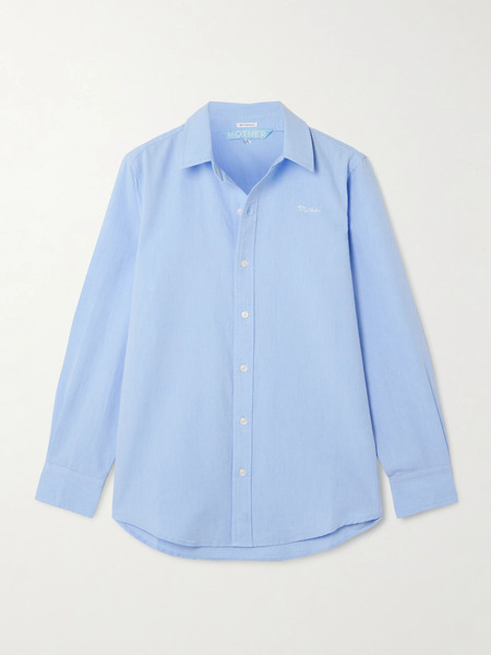  Mother Mother - The Bestie Embroidered Cotton Shirt - Light Blue 