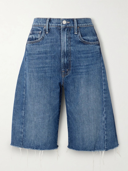  Mother Mother - The Half Pipe Bermuda Fray Denim Shorts - Mid Denim 