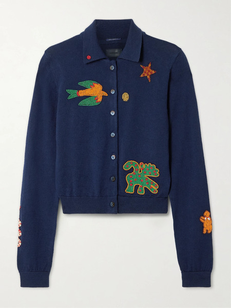  Mother Mother - The Racquet Bead-embellished Wool Cardigan - Navy 