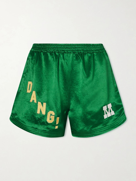  Mother Mother - The Star Player Embroidered Satin Shorts - Green 