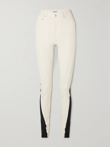  Mugler Mugler - Stretch Jersey-trimmed High-rise Skinny Jeans - Ivory 