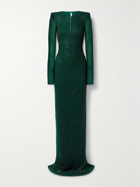  Naeem Khan Naeem Khan - Bead-embellished Tulle Gown - Emerald 