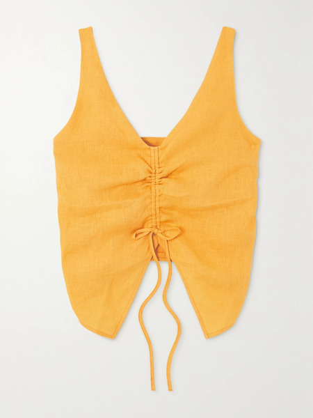  Nanushka Nanushka - Berdine Ruched Linen Top - Orange 