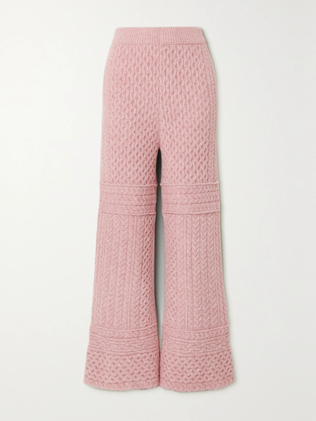  Nanushka Nanushka - Fina Cable-knit Wide-leg Pants - Pink 