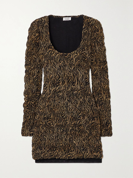  Nanushka Nanushka - Frensi Smocked Zebra-print Chiffon Mini Dress - Zebra Print 