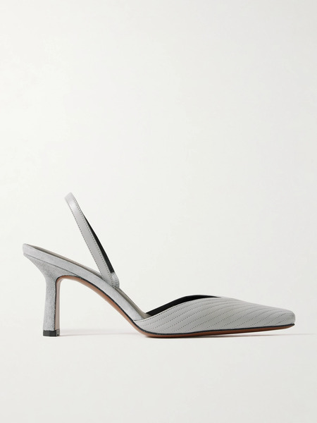  Neous Neous - Dilmun Suede-trimmed Leather Slingback Pumps - Gray 
