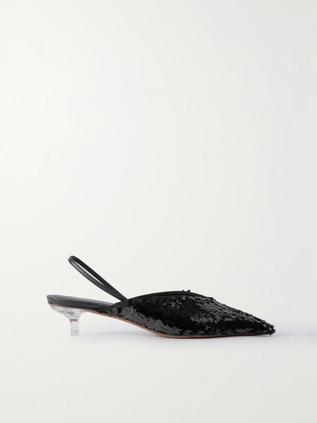  Neous Neous - Irena Sequined Leather Slingback Pumps - Black 