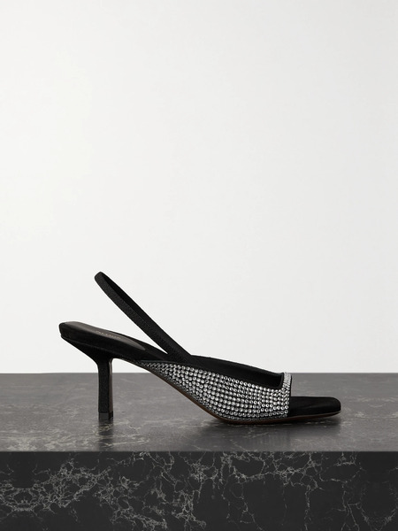  Neous Neous - Kamui Crystal-embellished Leather Slingback Sandals - Black 