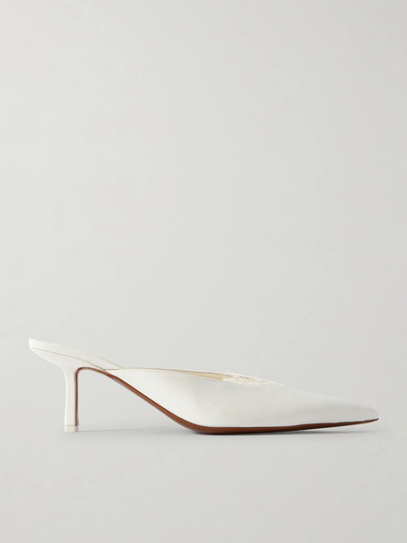  Neous Neous - Matar Lace-trimmed Crepe Mules - White 