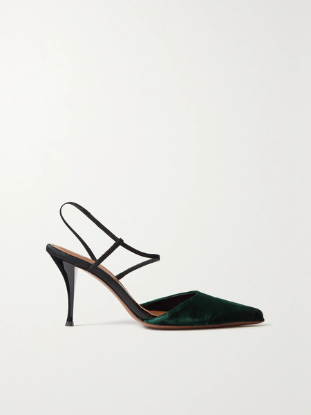  Neous Neous - Tangra Suede-trimmed Velvet Pumps - Forest Green 