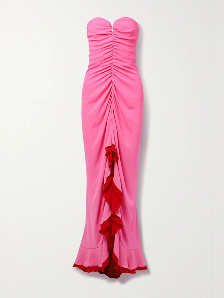  Nervi Nervi - Neva Strapless Two-tone Ruched Crepe Gown - Bright Pink 