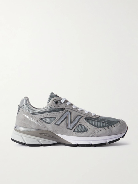  New Balance New Balance - 990v4 Leather-trimmed Suede And Mesh Sneakers - Gray 