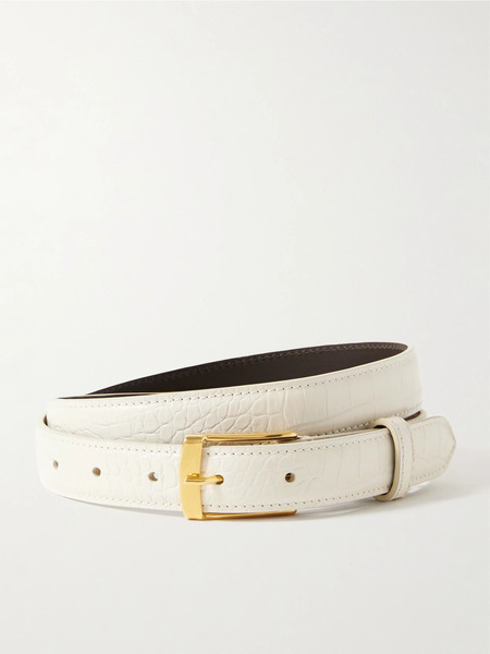  Nili Lotan Nili Lotan - Dana Croc-effect Leather Belt - Ivory 