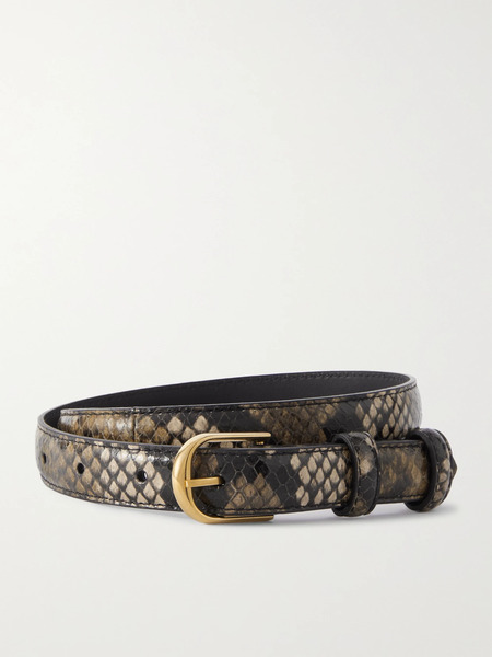  Nili Lotan Nili Lotan - Jane Snake-effect Leather Belt - Brown 