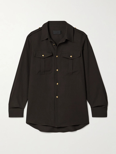  Nili Lotan Nili Lotan - Jeanette Wool Shirt - Dark Brown 
