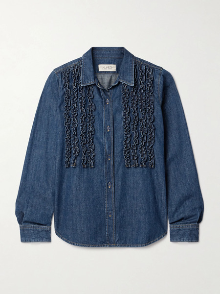  Nili Lotan Nili Lotan - Lexa Ruffled Denim Shirt - Blue 