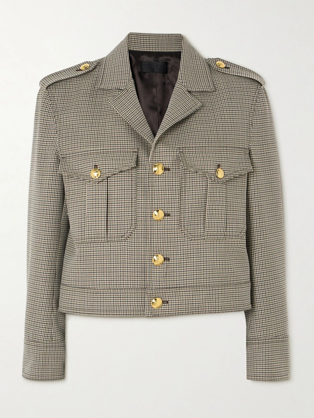  Nili Lotan Nili Lotan - Lise Cropped Houndstooth Wool Jacket - Brown 