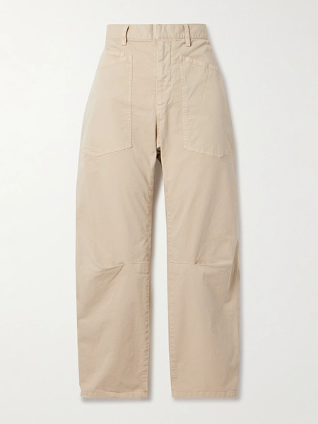  Nili Lotan Nili Lotan - Shon Cotton-blend Twill Tapered Pants - Beige 