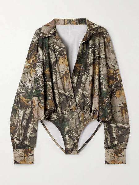 Norma Kamali Norma Kamali - Camouflage-print Stretch-jersey Bodysuit - Multi 