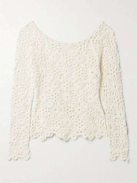  Norma Kamali Norma Kamali - Crocheted Cotton-blend Top - Ivory 