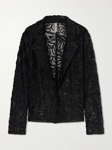  Norma Kamali Norma Kamali - Embroidered Mesh Evening Jacket - Black 