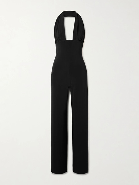  Norma Kamali Norma Kamali - Gathered Stretch-jersey Halterneck Jumpsuit - Black 