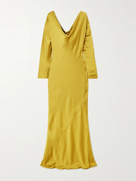  Norma Kamali Norma Kamali - Maria Draped Satin Gown - Chartreuse 
