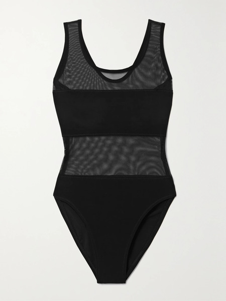  Norma Kamali Norma Kamali - Mio Stretch-mesh-paneled Swimsuit - Black 