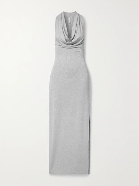  Norma Kamali Norma Kamali - Neeta Draped Stretch-jersey Maxi Dress - Gray 