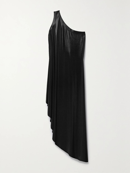  Norma Kamali Norma Kamali - One-shoulder Asymmetric Lamé Tunic - Black 