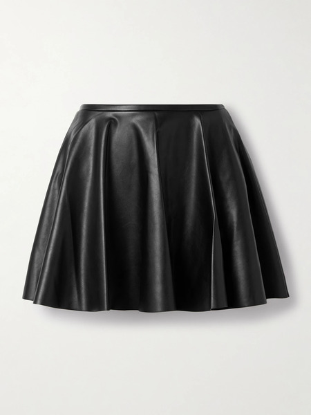  Norma Kamali Norma Kamali - Pleated Pu Mini Skirt - Black 