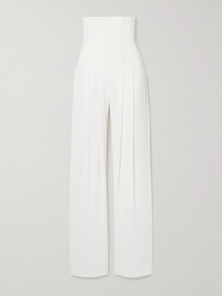  Norma Kamali Norma Kamali - Pleated Stretch-jersey Wide-leg Pants - White 