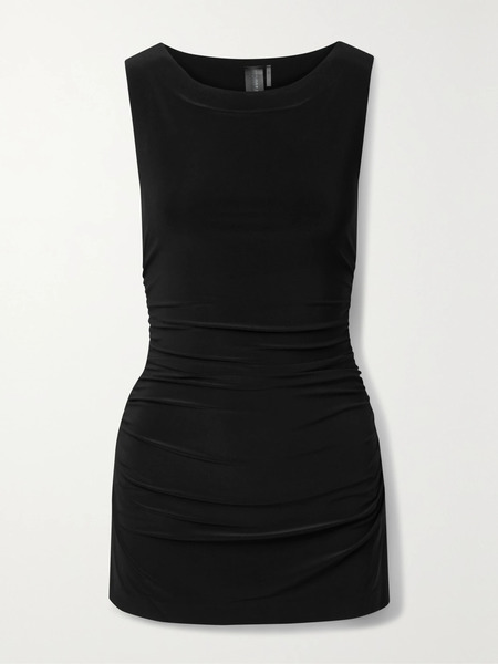  Norma Kamali Norma Kamali - Ruched Stretch-jersey Mini Dress - Black 