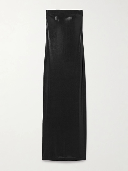  Norma Kamali Norma Kamali - Strapless Stretch-lamé Maxi Dress - Black 