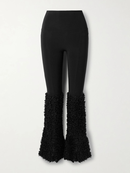 Norma Kamali Norma Kamali - Stretch-jersey And Chenille Flared Leggings - Black 