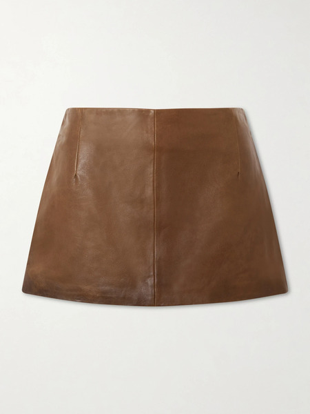  Nour Hammour Nour Hammour - Avery Leather Mini Skirt - Brown 
