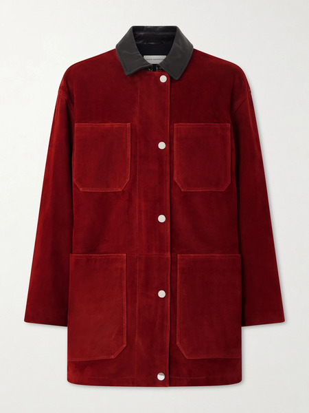  Nour Hammour Nour Hammour - Barn Leather-trimmed Suede Jacket - Red 