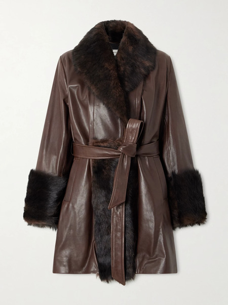  Nour Hammour Nour Hammour - Carmen Belted Shearling Jacket - Brown 