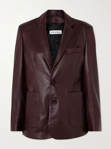  Nour Hammour Nour Hammour - Valeria Leather Jacket - Burgundy 