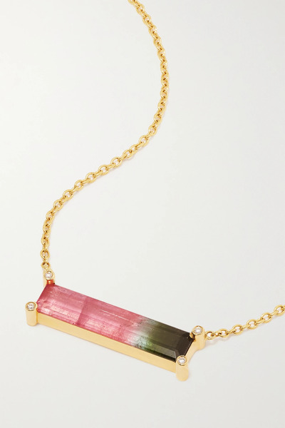  Octavia Elizabeth Octavia Elizabeth - 18-karat Gold, Tourmaline And Diamond Necklace - Pink 