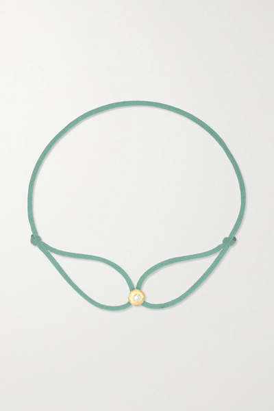  Octavia Elizabeth Octavia Elizabeth - + Net Sustain Parachute Nesting Gem 18-karat Recycled Gold, Diamond And Cord Bracelet - Green 