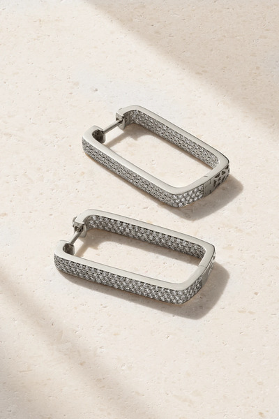  Ofira Ofira - Mini Box 18-karat White Gold Diamond Hoop Earrings - One Size 