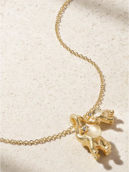  Ole Lynggaard Copenhagen Ole Lynggaard Copenhagen - Double Elephant 18-karat Gold Diamond Necklace - One Size 