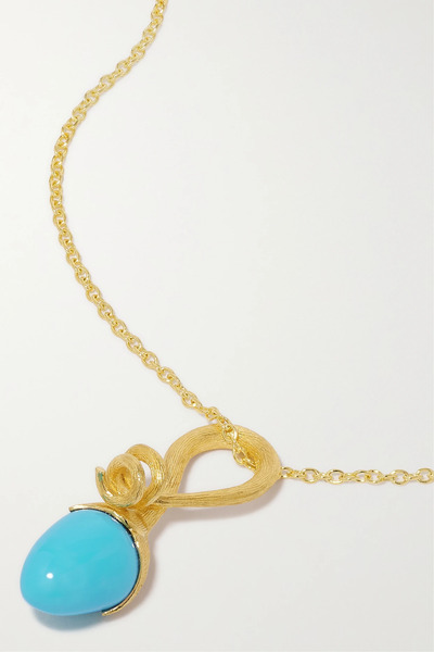  Ole Lynggaard Copenhagen Ole Lynggaard Copenhagen - Lotus Sprout 18-karat Gold Turquoise Necklace - One Size 