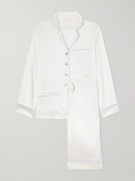  Olivia Von Halle Olivia Von Halle - Coco Silk-satin Pajama Set - Ivory 