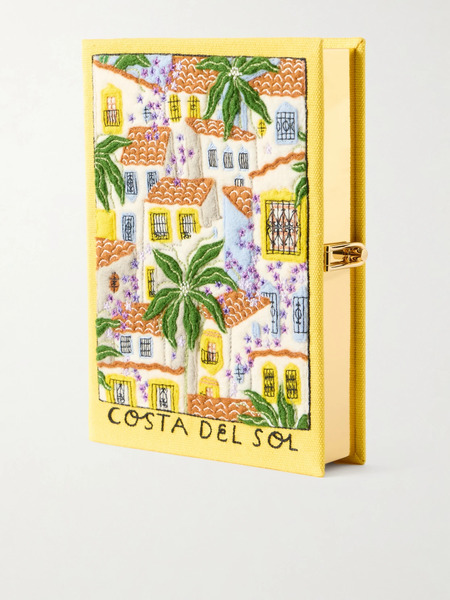  Olympia Le-tan Olympia Le-tan - Costa Del Sol Appliquéd Embroidered Canvas Clutch - Yellow 