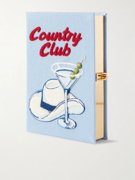  Olympia Le-tan Olympia Le-tan - Country Club Embroidered Appliquéd Twill Clutch - Light Blue 