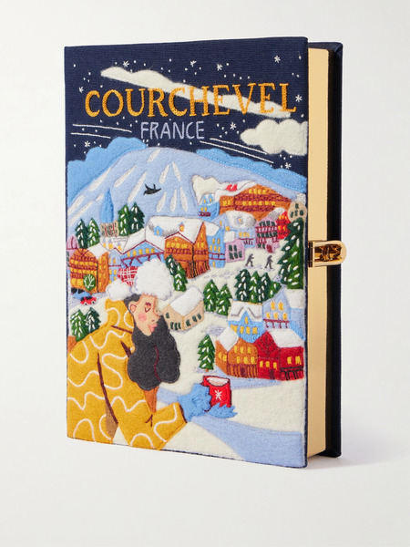  Olympia Le-tan Olympia Le-tan - Courchevel Embroidered Appliquéd Canvas Clutch - Blue 